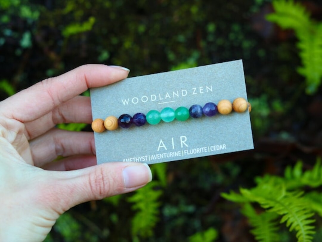 Ronglry Natural Crystal Bracelets For Women & Men - Healing Stones, Adjustable, Anxiety Relief